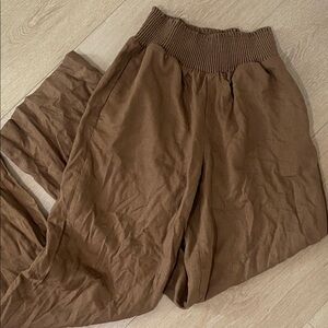 NWT Brown linen blend Wide-Leg Pants